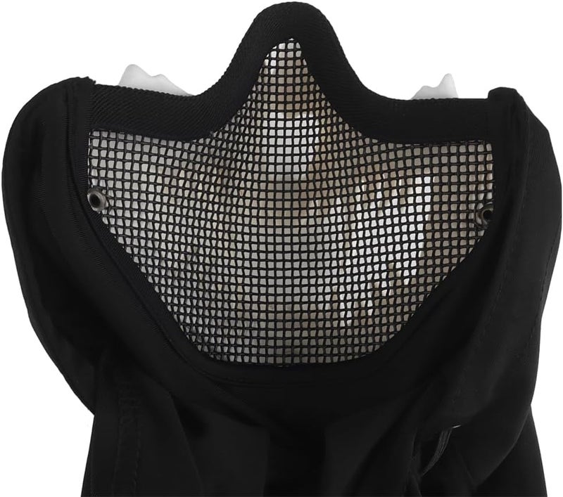 Let Me Be White Bone Fang Airsoft Paintball Mask with Steel Mesh, Highly Breathable Balaclava Headgear, Portable Adjustable Tactical Mask (White) - Image 5